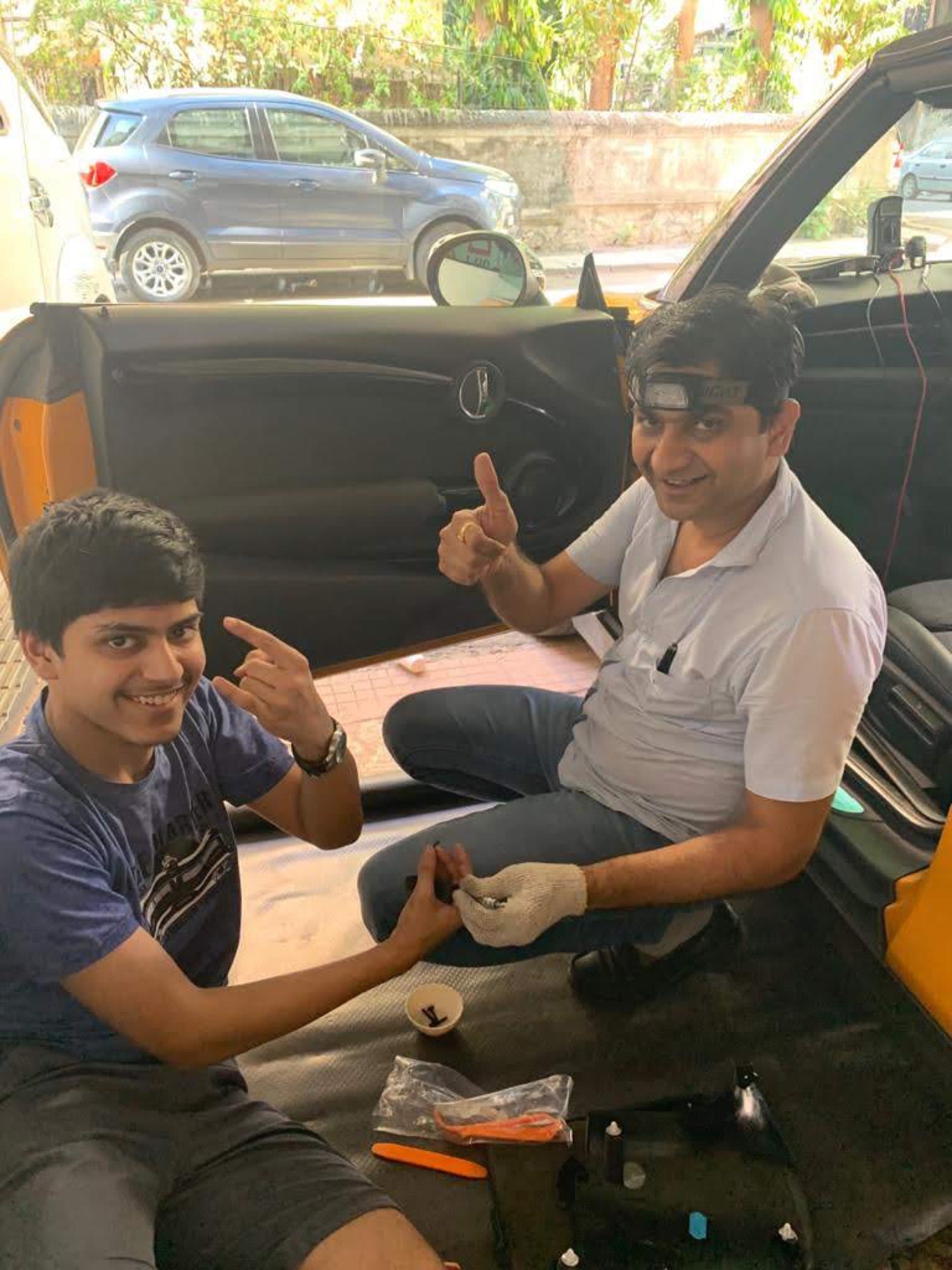 Mahesh & Son — Mini Cooper S, Speaker Install in Progress